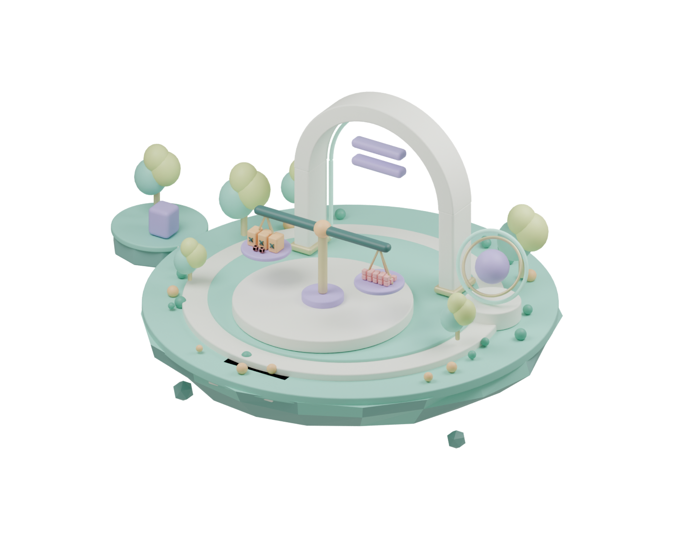 เกาะศูนย์สมดุลที่สร้างด้วย Blender